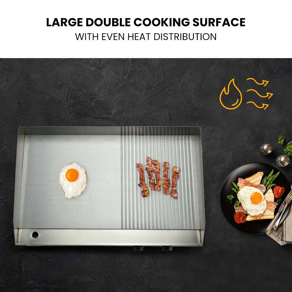 THERMOMATE Electric Griddle Commercial Stainless Steel 4400W BBQ Grill Hot Plate Extra Large - Outdoorium