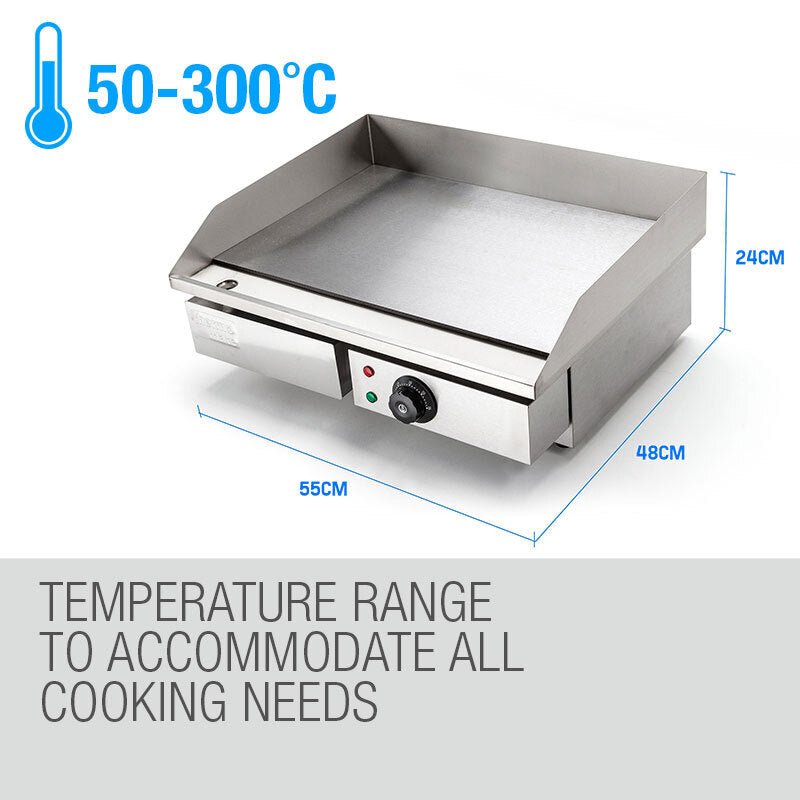 THERMOMATE Electric Griddle Grill BBQ Hot Plate Commercial Stainless Steel - Outdoorium