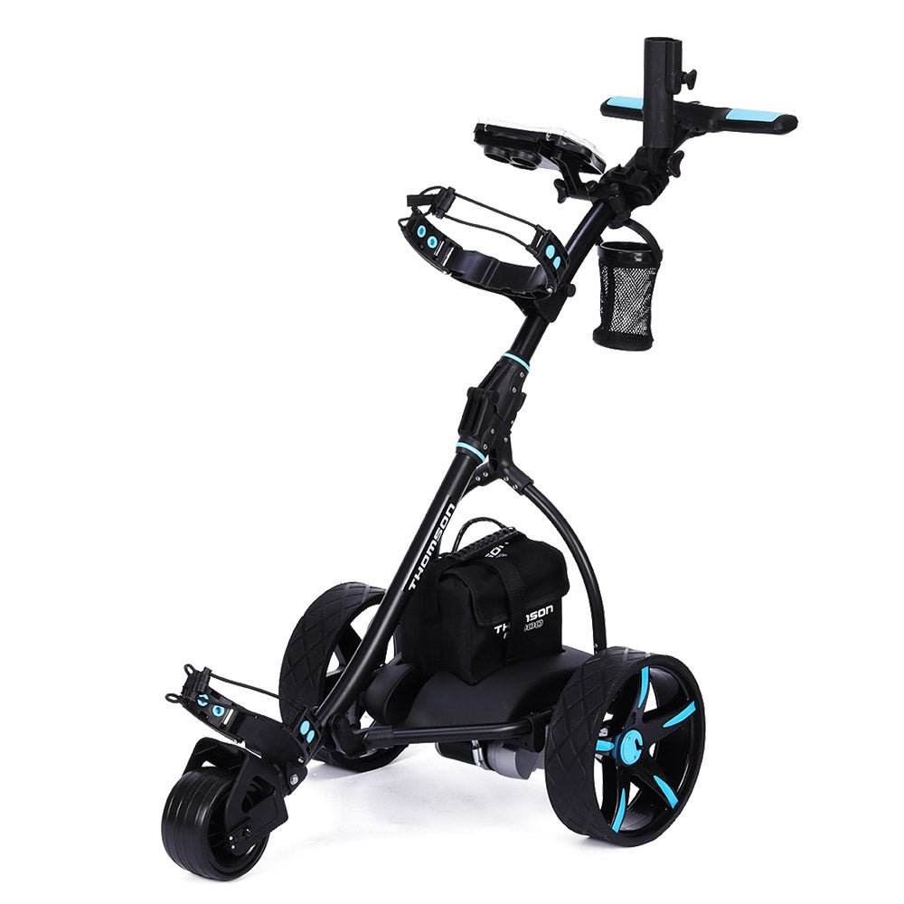 THOMSON Golf Buggy Electric Trolley Automatic Motorised Foldable Cart LED Black | Outdoorium