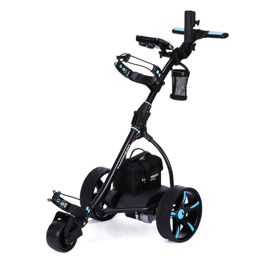 THOMSON Golf Buggy Electric Trolley Automatic Motorised Foldable Cart LED Black - Outdoorium