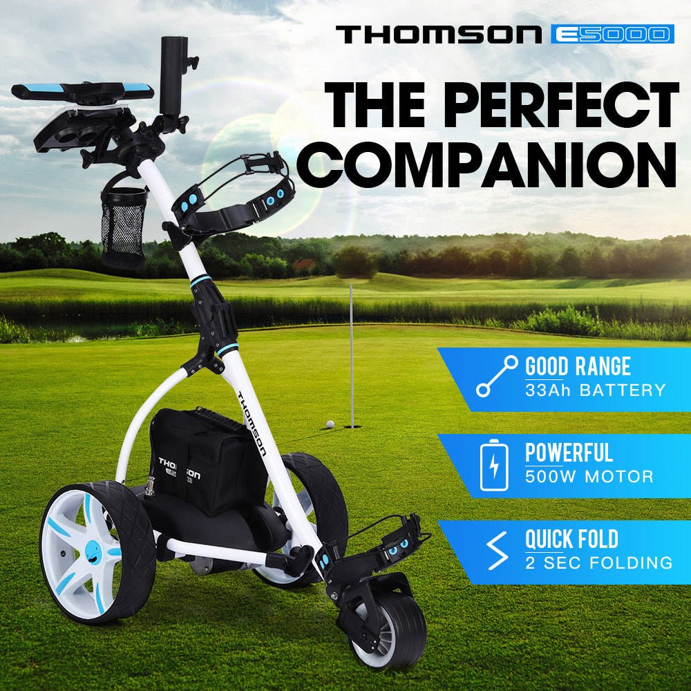 THOMSON Golf Buggy Electric Trolley Automatic Motorised Foldable Cart Powered - Outdoorium