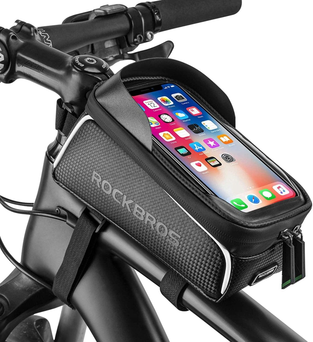 Top Tube Bike Bag With Phone Case Holder Plastic Cover for MTB Mountain Road Commuter Ebike Tourer or Scooter Rockbros - Outdoorium