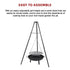 Tripod Garden Fire Pit BBQ Barbecue Cast Iron & Steel Fire Pit Bowl Round - Outdoorium