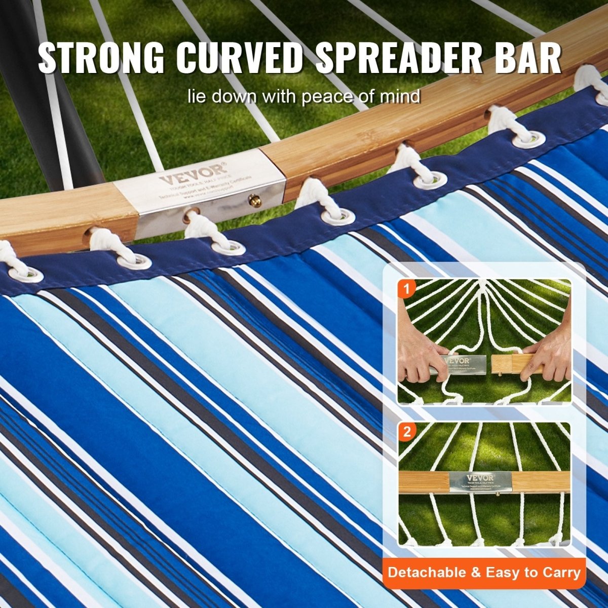 Two Person Hammock with Stand Included, Double Hammock with Curved Spreader Bar and Detachable Pillow and Portable Carrying Bag, Perfect for Outdoor Freestanding Hammock, 480lb Capacity | Outdoorium