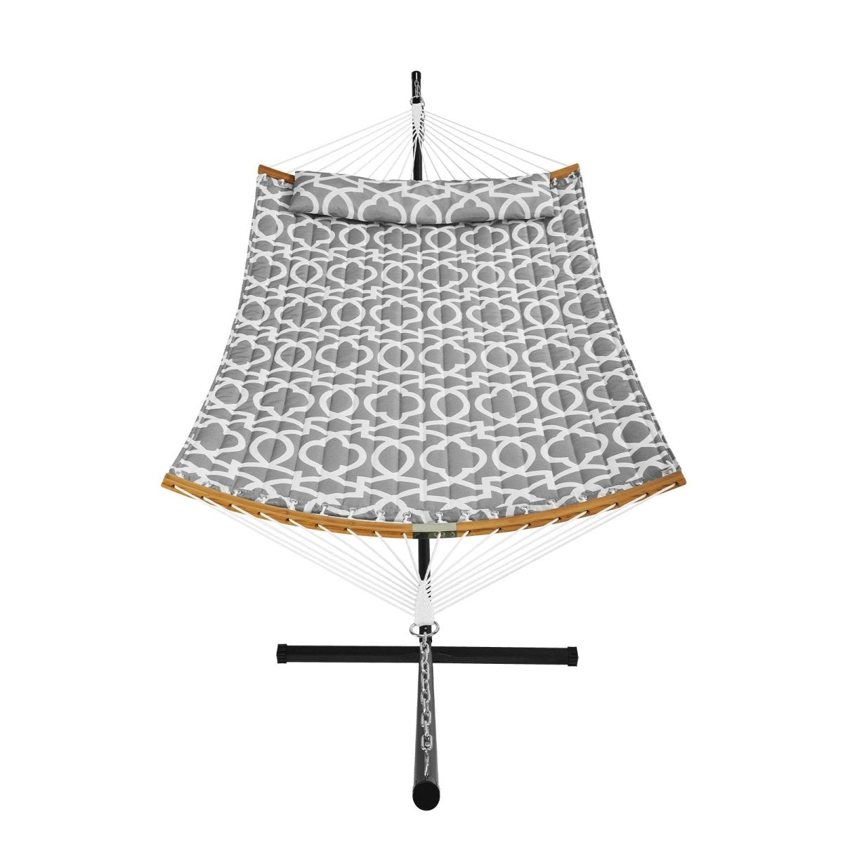 Two Person Hammock with Stand Included, Double Hammock with Curved Spreader Bar and Detachable Pillow and Portable Carrying Bag, Perfect for Outdoor Freestanding Hammock, 480lb Capacity | Outdoorium