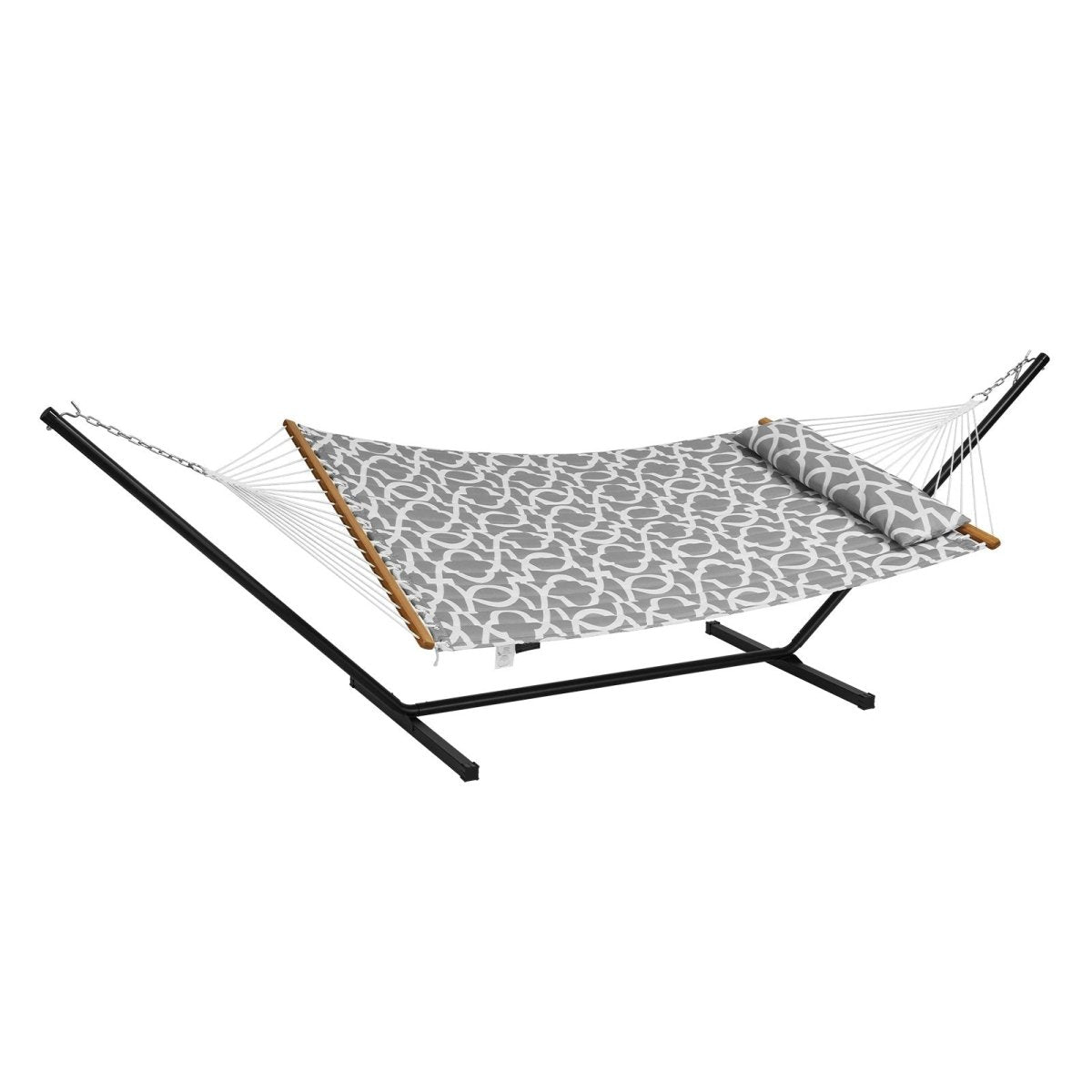 Two Person Hammock with Stand Included Heavy Duty 480lb Capacity, Double Hammock with 12 FT Steel Stand and Portable Carrying Bag and Pillow, Freestanding Hammock for Outdoor Patio Yard Beach | Outdoorium