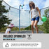 UP-SHOT 8ft Round Kids Trampoline with Curved Pole Design and Sprinkler Accessory, Black and Orange - Outdoorium