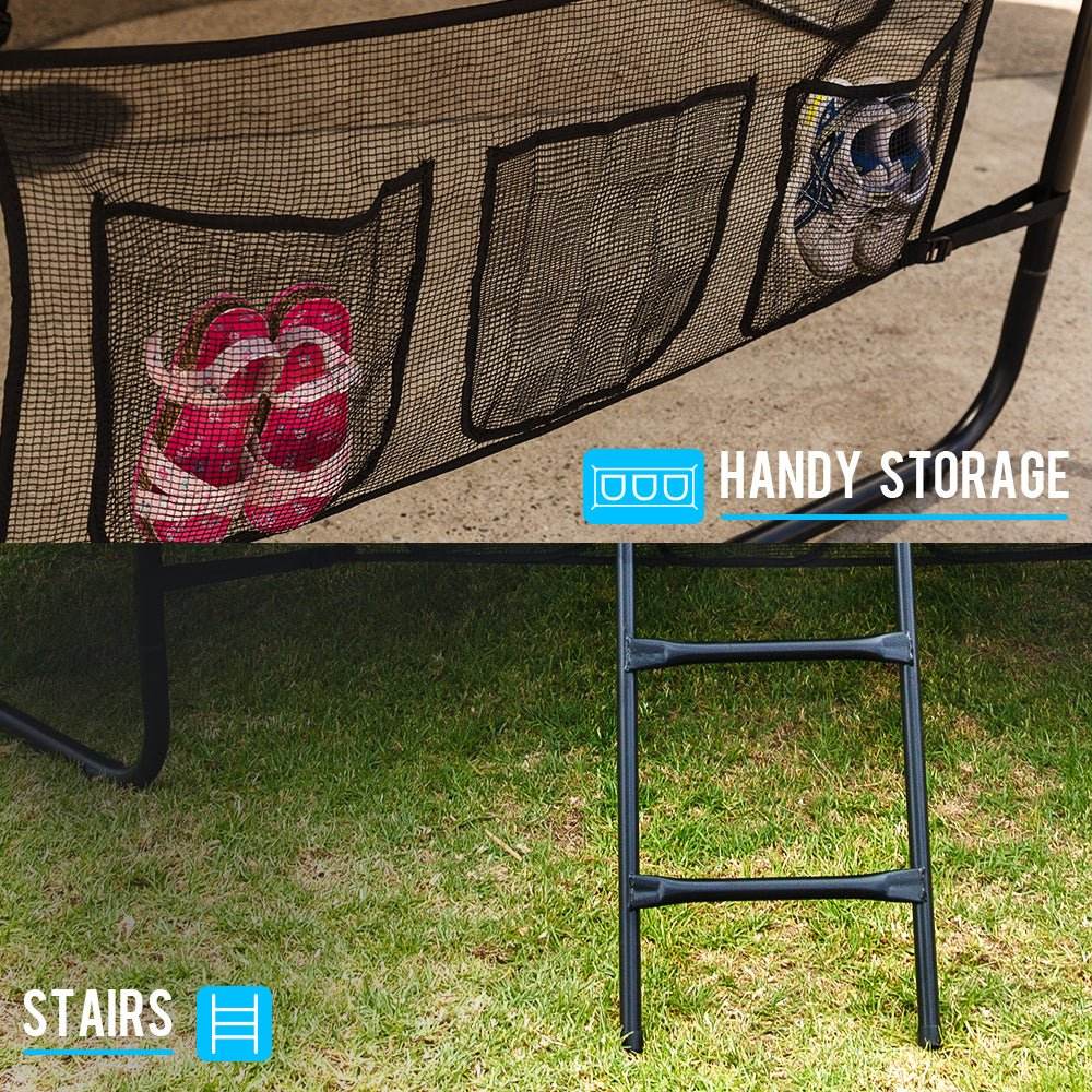 Up-Shot 8ft Round Trampoline Enclosure Safety Net Mat Spring Pad Ladder - Outdoorium