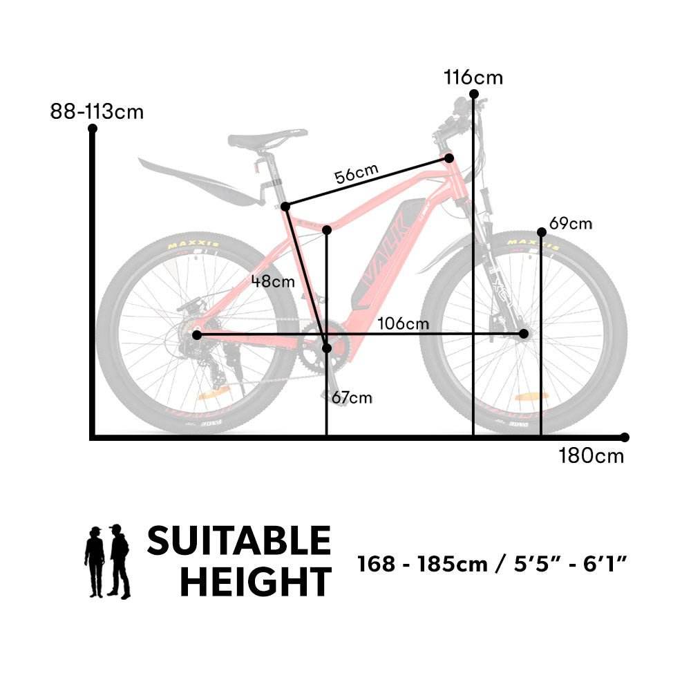 VALK Electric Bike eBike Bicycle Motorized Mountain Battery eMTB 36V 250W 27.5Inch - Outdoorium