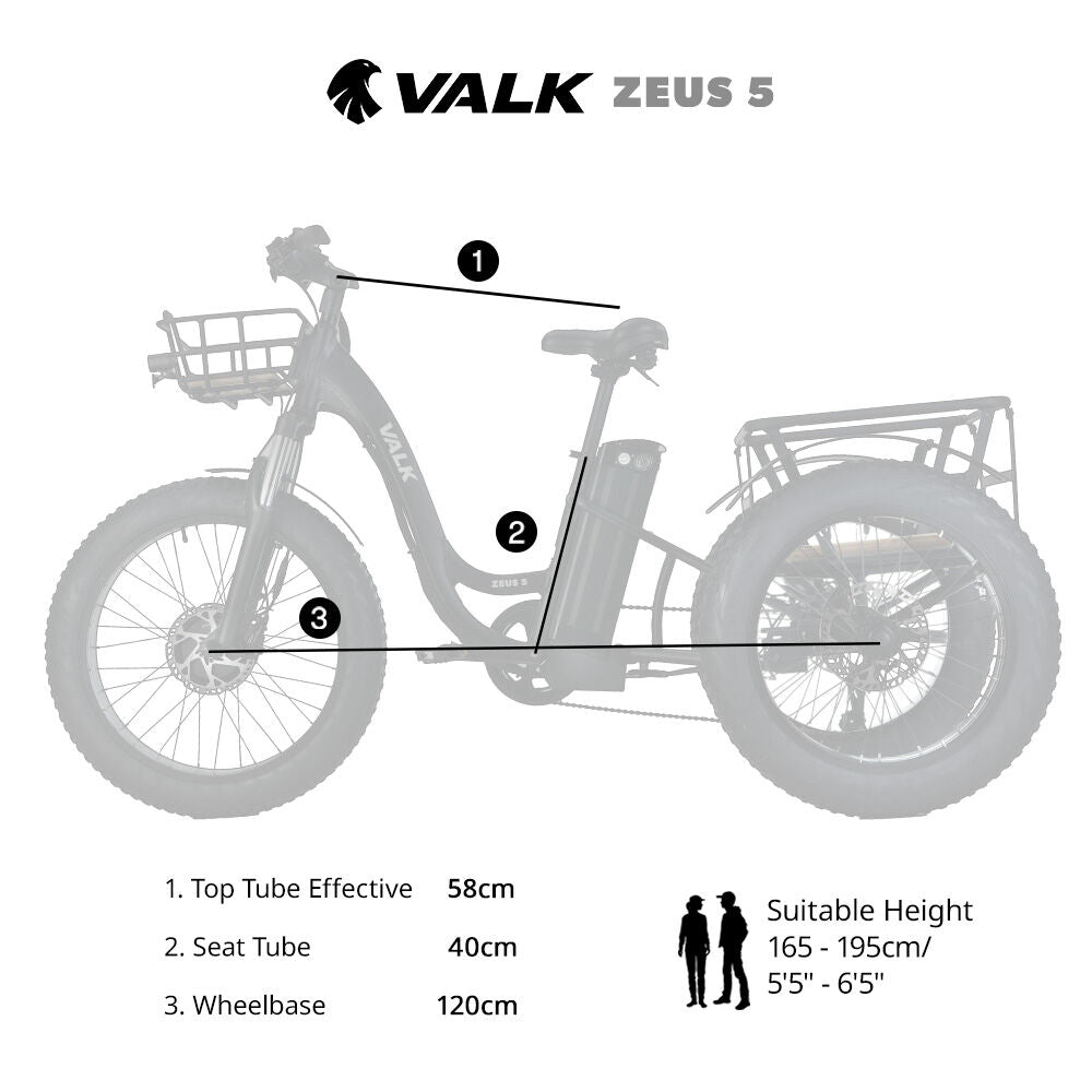 VALK Electric Fat Tyre Tricycle, 500W, Throttle, Hydraulic Disc Brakes, Alloy Frame, Suspension, Black - Outdoorium