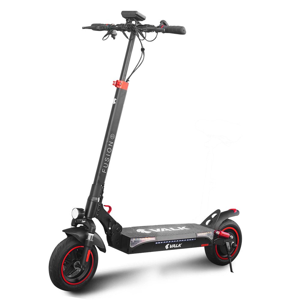 VALK Fusion 5 Electric Scooter, 500W 48V 13Ah Lithium 50km Range 40km/h Quad Shocks 10 inch Tyres, - Outdoorium