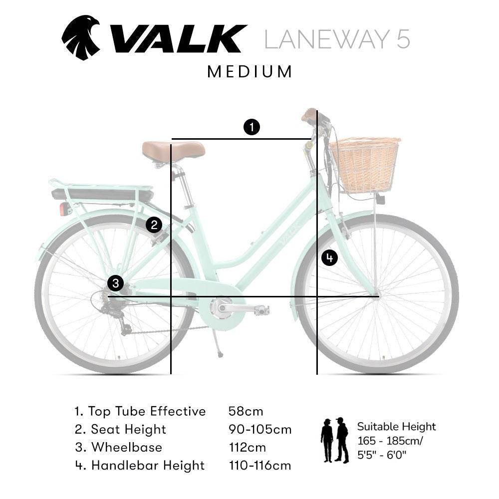 Valk Laneway 5 Vintage Electric Bike, Torque Sensor equipped eBike, Medium, Mint Green - Outdoorium