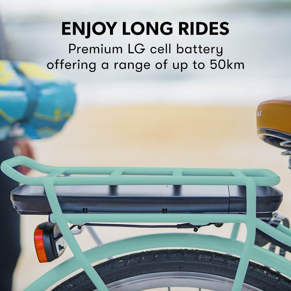 Valk Laneway 5 Vintage Electric Bike, Torque Sensor equipped eBike, Medium, Mint Green - Outdoorium