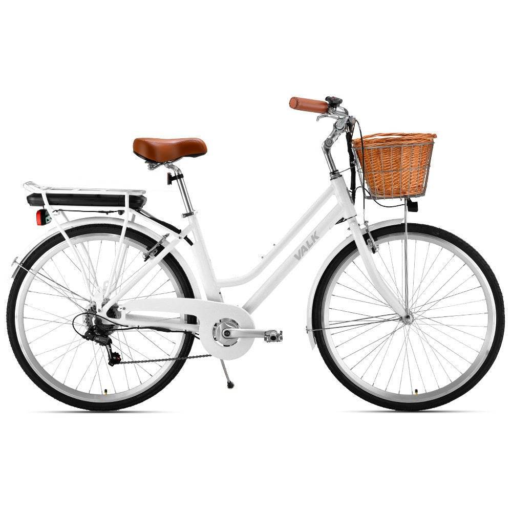 Valk Laneway 5 Vintage Electric Bike, Torque Sensor equipped eBike, Medium, White - Outdoorium