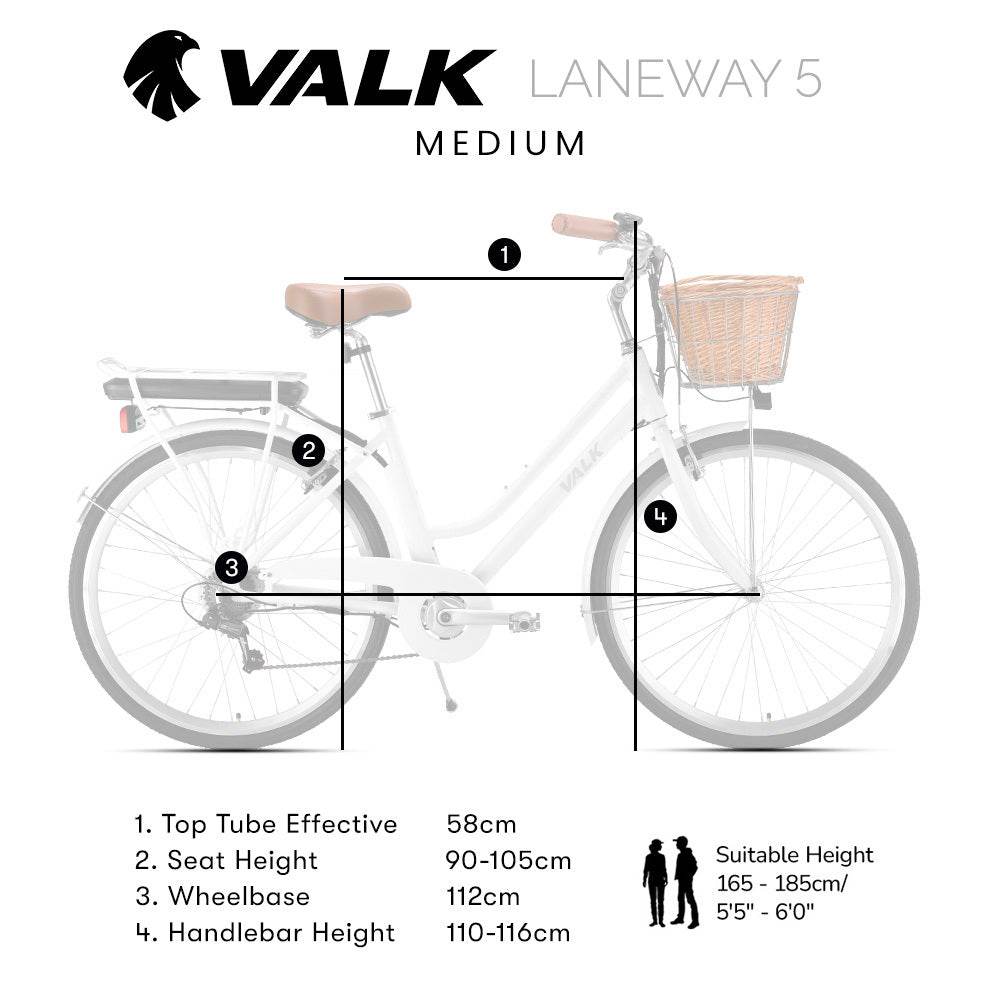Valk Laneway 5 Vintage Electric Bike, Torque Sensor equipped eBike, Medium, White - Outdoorium