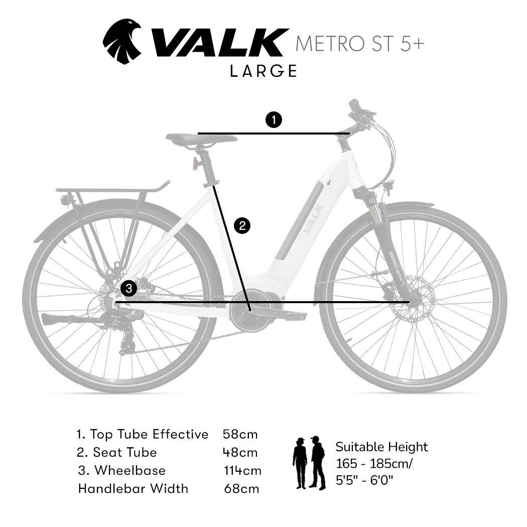 Valk Metro ST 5 + Electric Bike, Mid-Drive, Step-Through, Large, White - Outdoorium