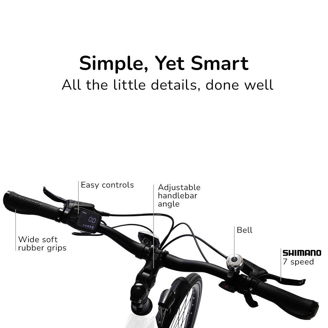 Valk Metro ST 5 + Electric Bike, Mid-Drive, Step-Through, Large, White - Outdoorium