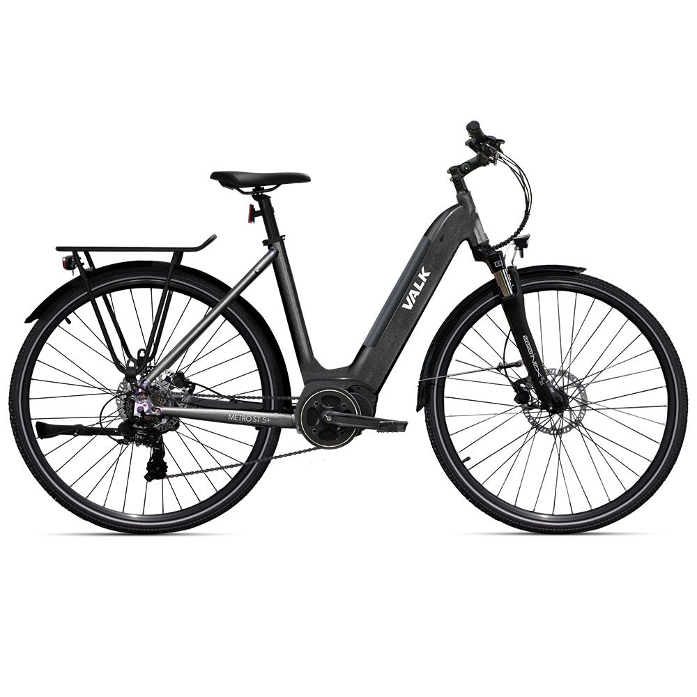 Valk Metro ST 5 + Electric Bike, Mid - Drive, Step - Through, Medium, Dark Grey - Outdoorium