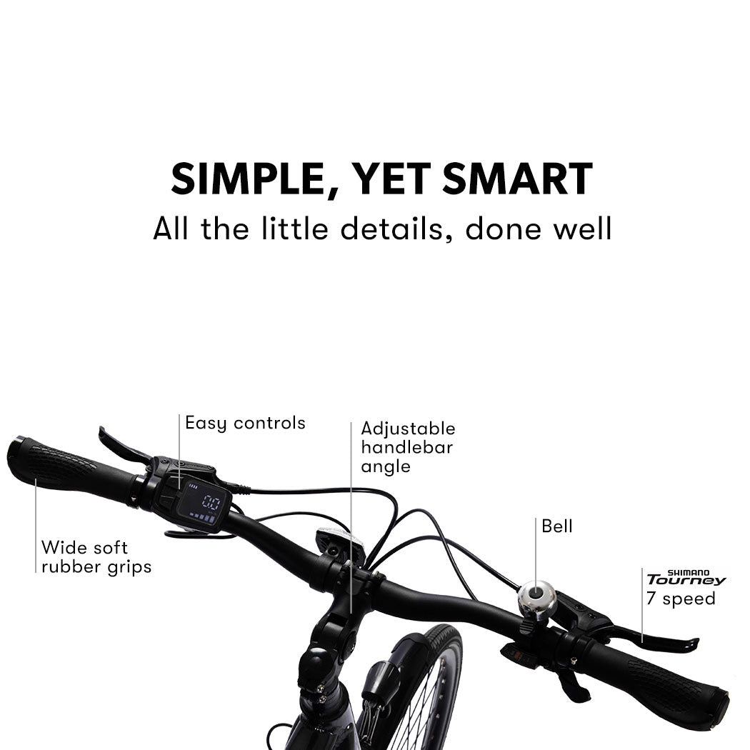 Valk Metro ST 5 + Electric Bike, Mid - Drive, Step - Through, Medium, Dark Grey - Outdoorium