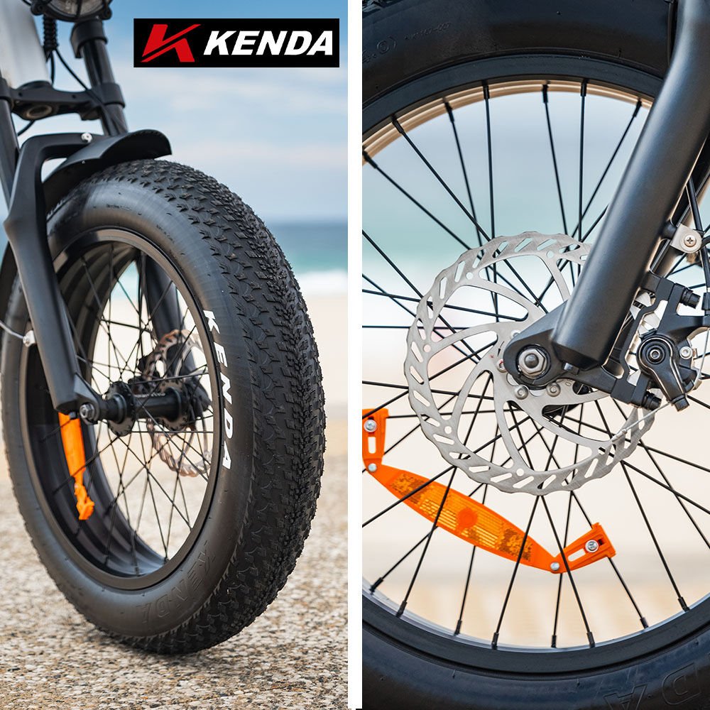 VALK Nomad Electric Fat Tyre Bike, 350W, 32km/hr, Throttle ebike, Disc Brakes, Step - Through Alloy, Shimano 7 spd, 20x4" Kenda Tyres, Suspension, Black - Outdoorium