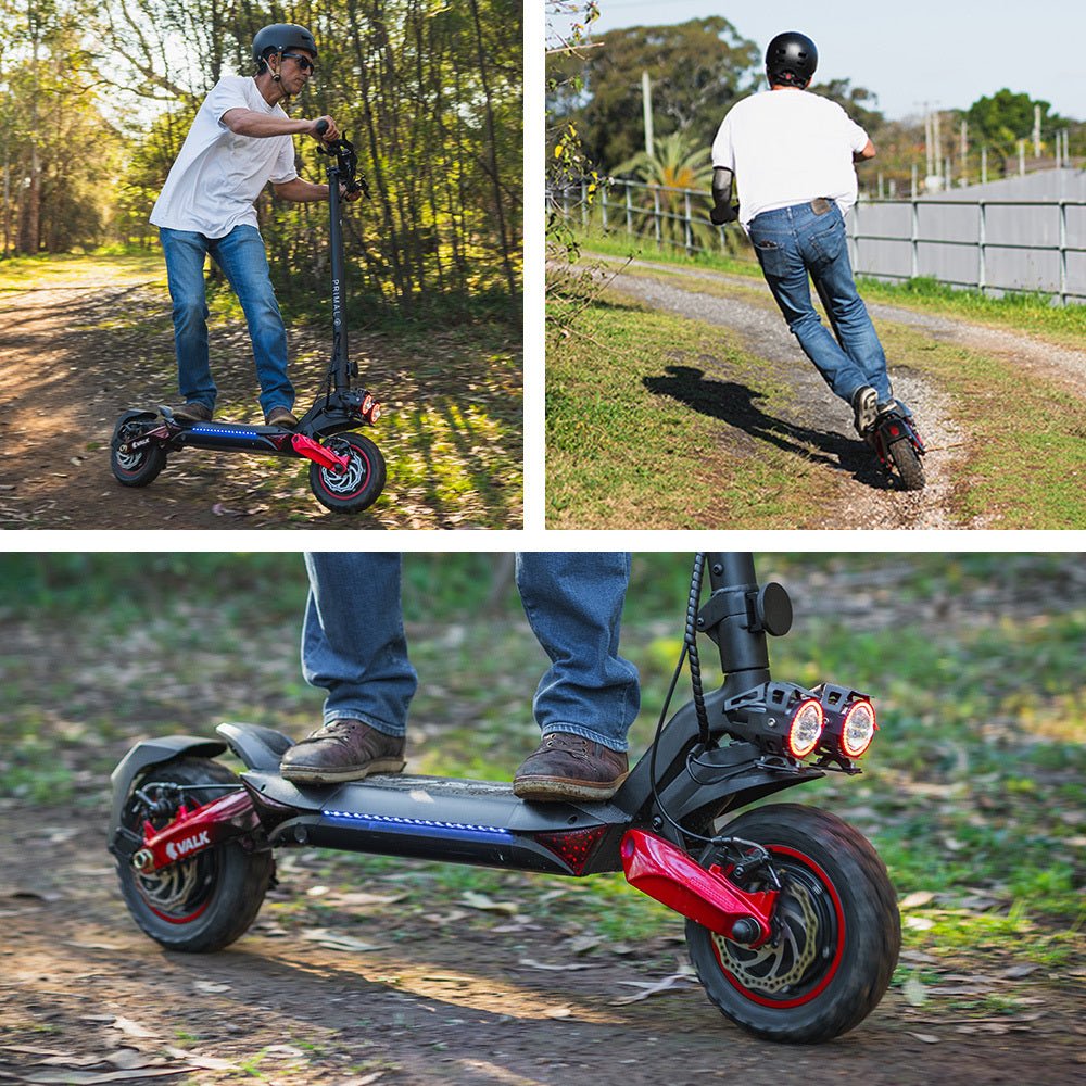 VALK Primal 9 Dual Motor 1600W Extreme Hill Climbing Electric e - Scooter, Black/Red - Outdoorium