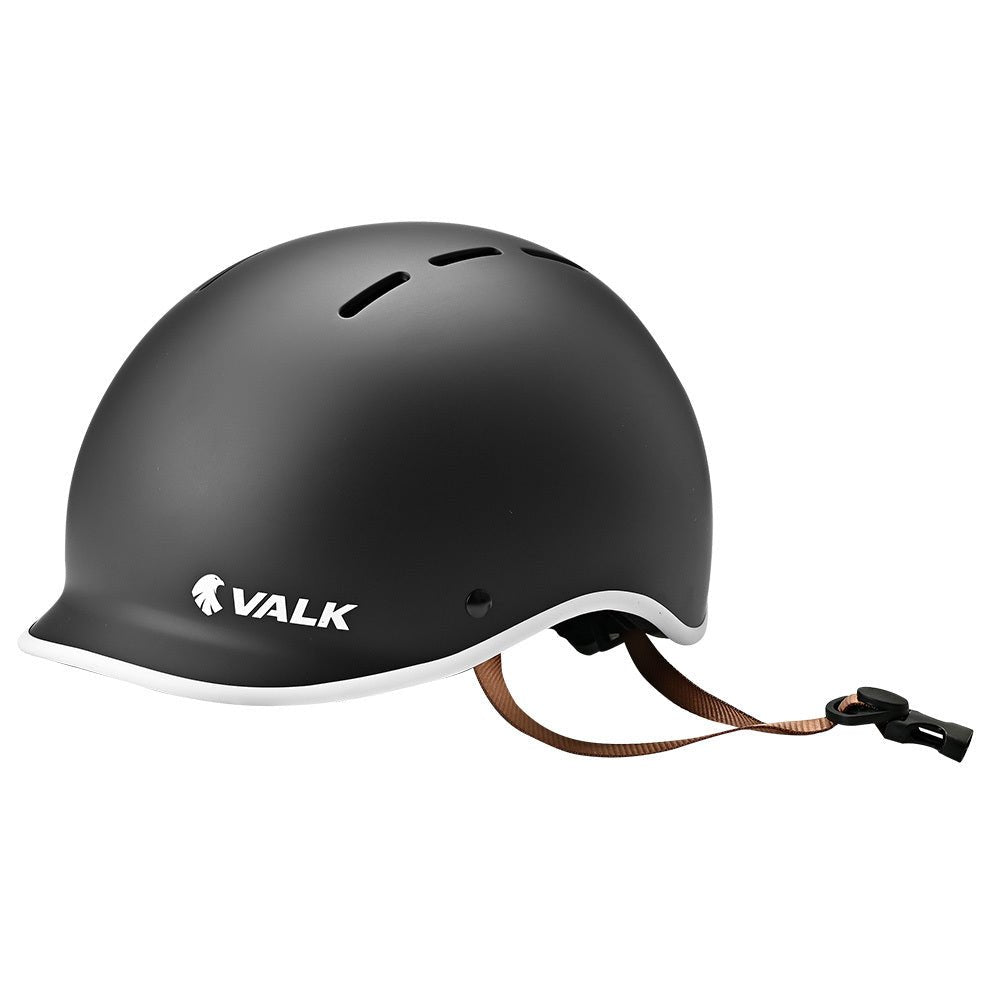 Valk Retro Bike Helmet, 56 - 61cm S, M, L Universal Dial Fit System, Jet Black - Outdoorium