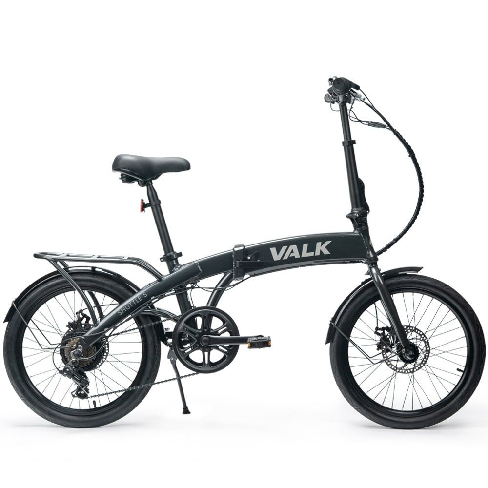 VALK Shuttle 5 Electric Folding Bike, Gen II, 20" Tyres, Shimano 7 - Speed, Dark Grey | Outdoorium
