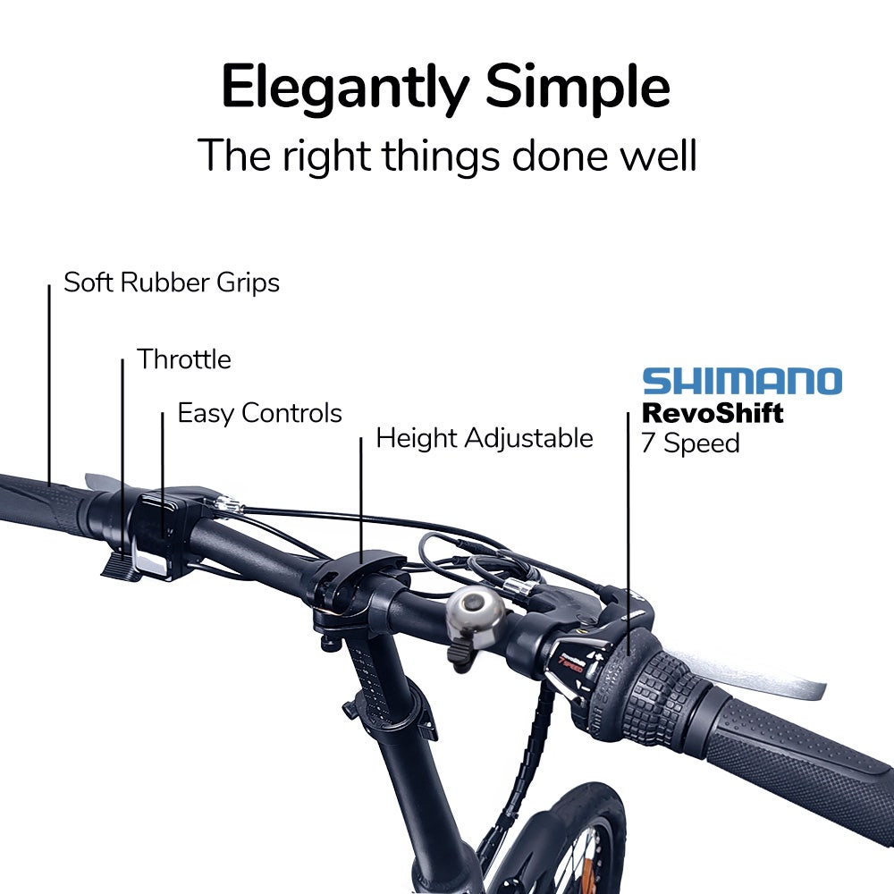 VALK Shuttle 5 Electric Folding Bike, Gen II, 20" Tyres, Shimano 7 - Speed, Dark Grey | Outdoorium