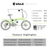 VALK Shuttle 5 Electric Folding Bike, Gen II, 20" Tyres, Shimano 7 - Speed, Lime Green | Outdoorium