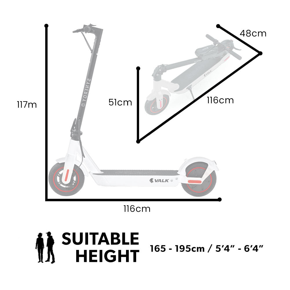 Valk Synergy 7 MkII Electric Scooter 500W 15Ah, Motorised eScooter for Adults, White - Outdoorium