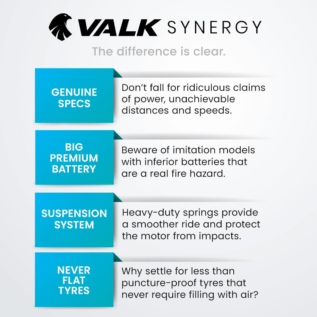 Valk Synergy 7 MkII Electric Scooter 500W 15Ah, Motorised eScooter for Adults, White - Outdoorium