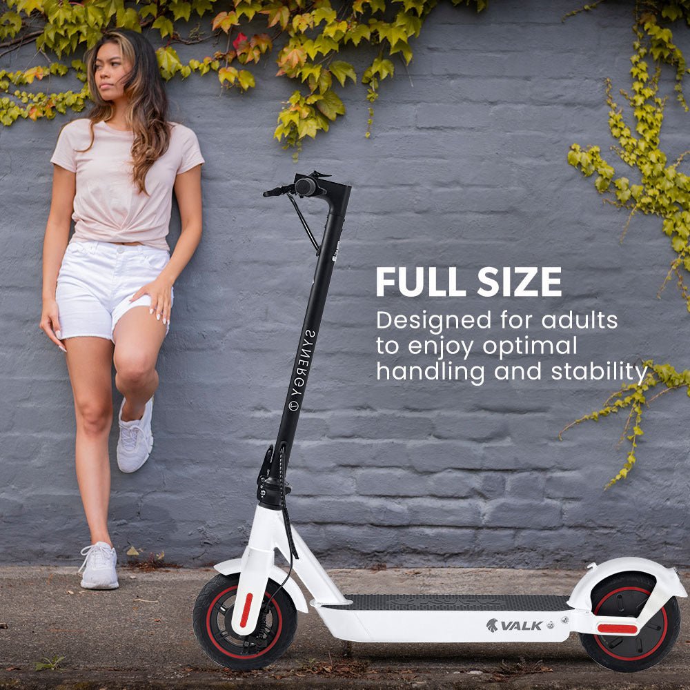 Valk Synergy 7 MkII Electric Scooter 500W 15Ah, Motorised eScooter for Adults, White - Outdoorium