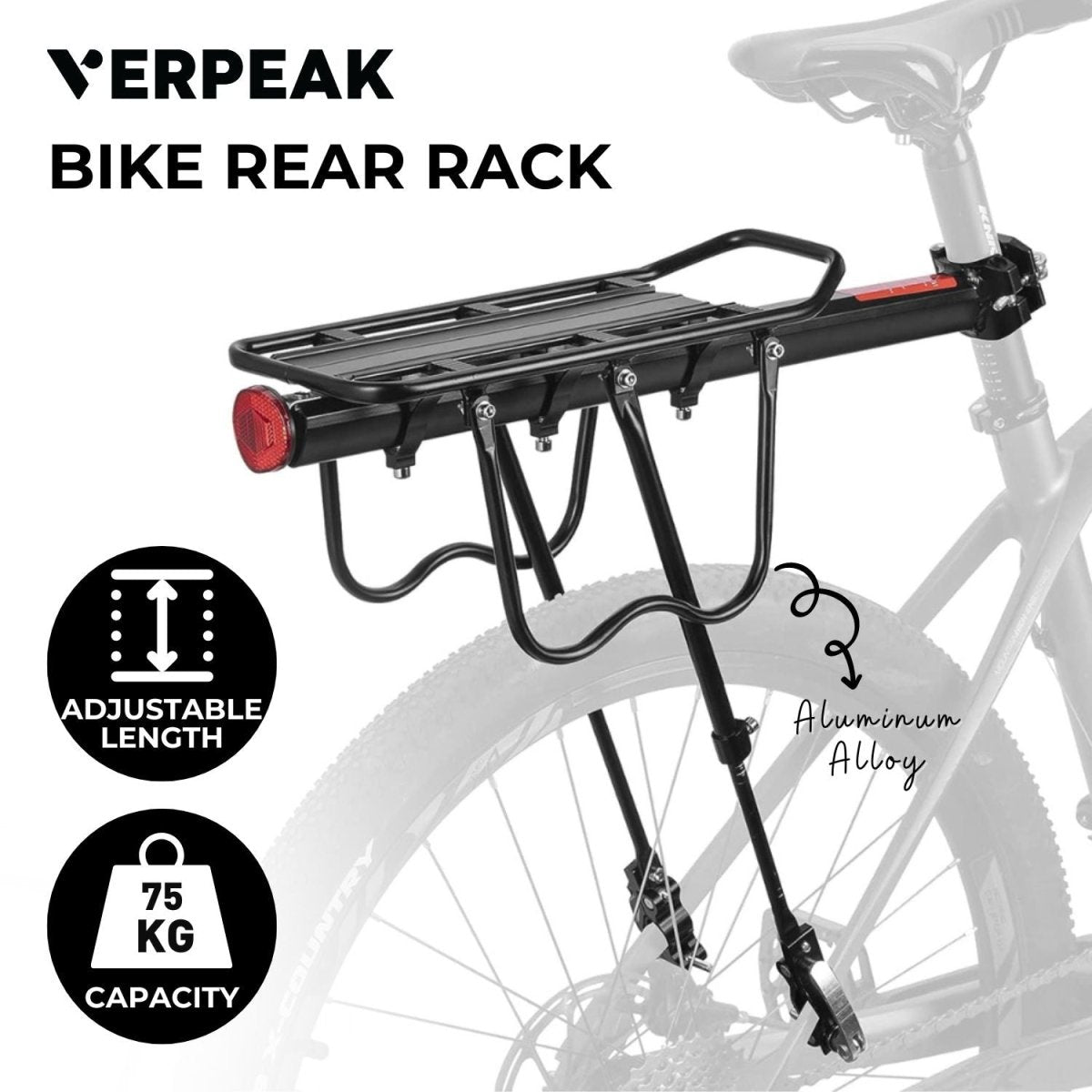 VERPEAK Bike Rear Rack (Black) - Outdoorium