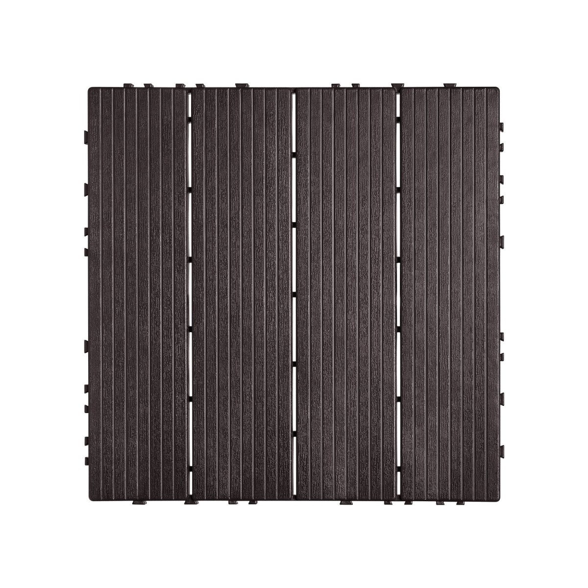 VEVOR Interlocking Deck Tiles, 10 Pack,12"x12" 10 sq. ft Plastic Waterproof Outdoor Flooring All Weather Use, Patio Floor Decking Covering Tiles for Porch Poolside Balcony Backyard, Dark Brown | Pet Care > Dog Supplies > Dog Playpens & Gates