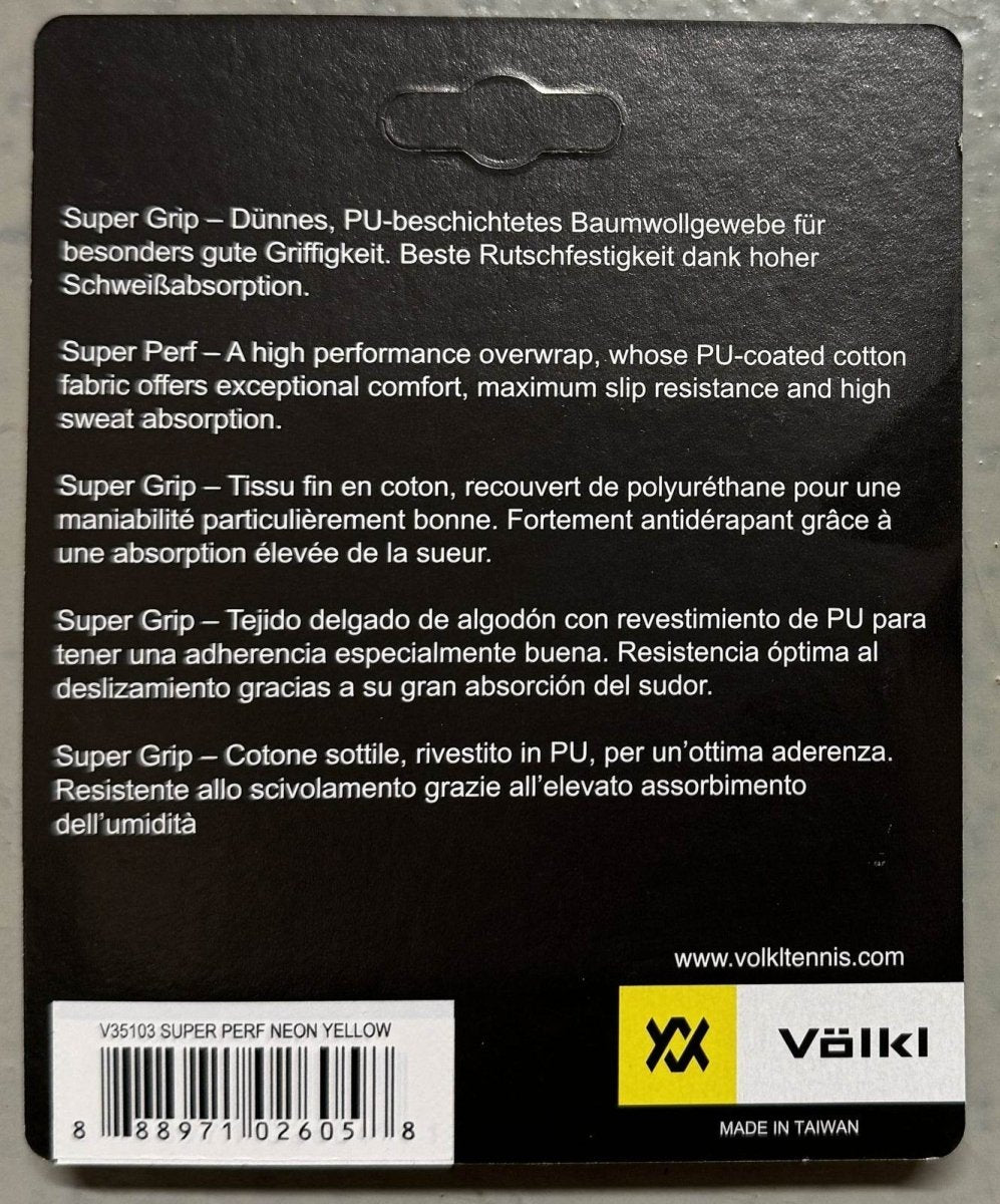 Volkl Super Perf Over Grip Neon Yellow Overgrip Tennis Squash Badminton - 3 Pack | Outdoorium