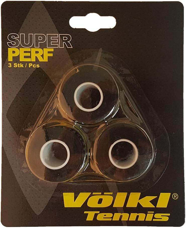 Volkl Super Perf Over Grip Overgrip Tennis Squash Badminton - 3 Pack - Black | Outdoorium