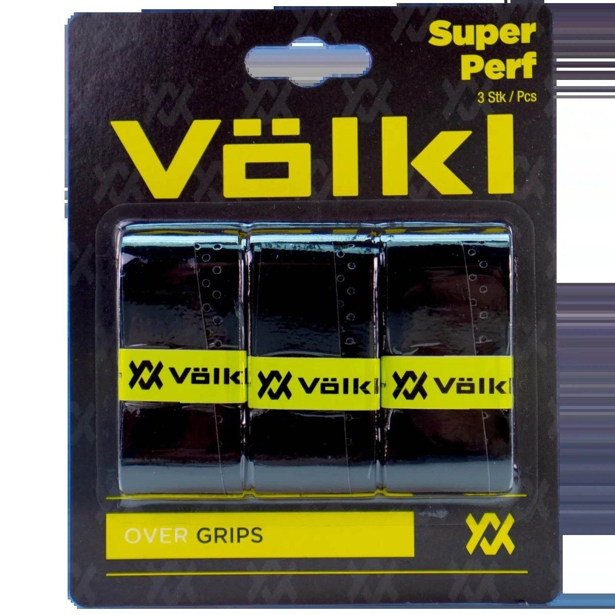 Volkl Super Perf Over Grip Overgrip Tennis Squash Badminton - 3 Pack - Black | Outdoorium