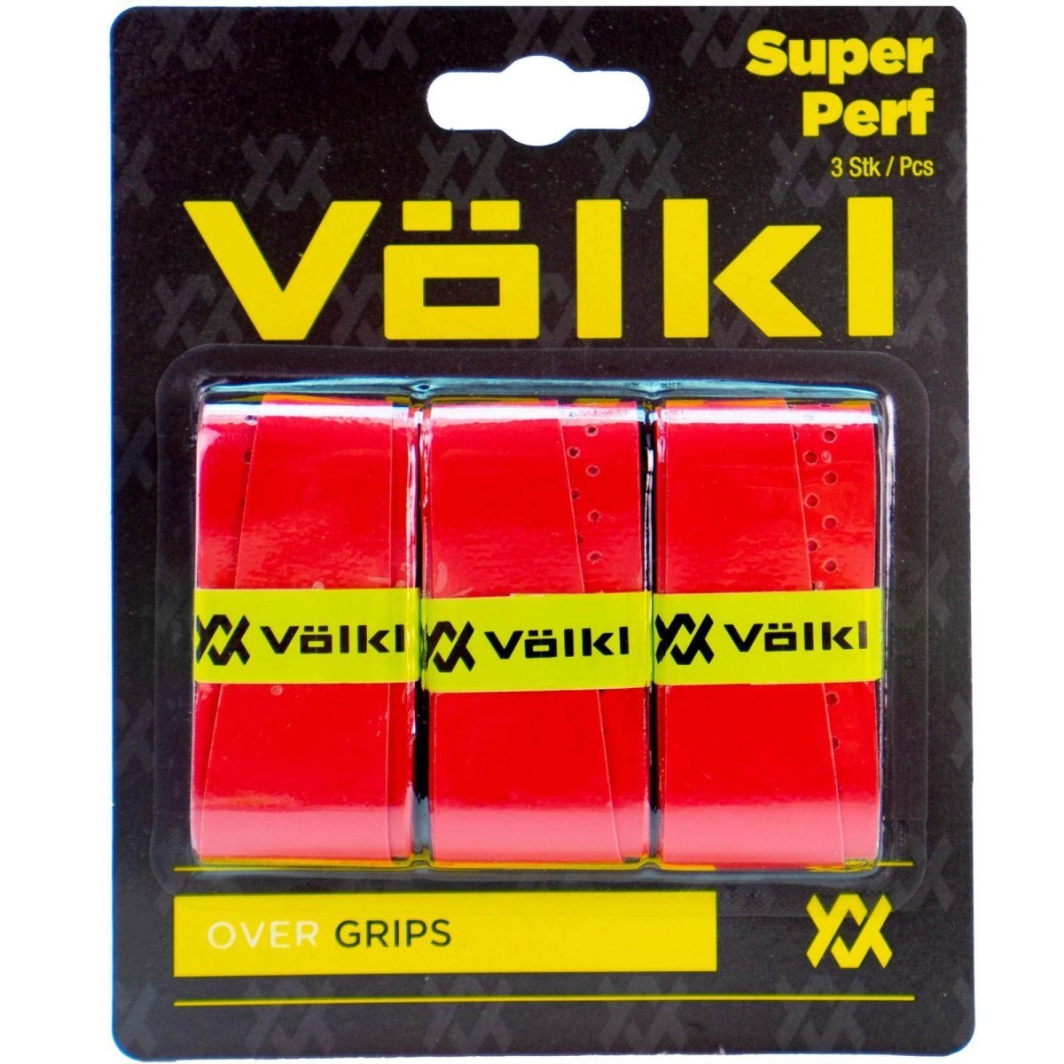Volkl Super Perf Over Grip Overgrip Tennis Squash Badminton - 3 Pack - Red | Outdoorium