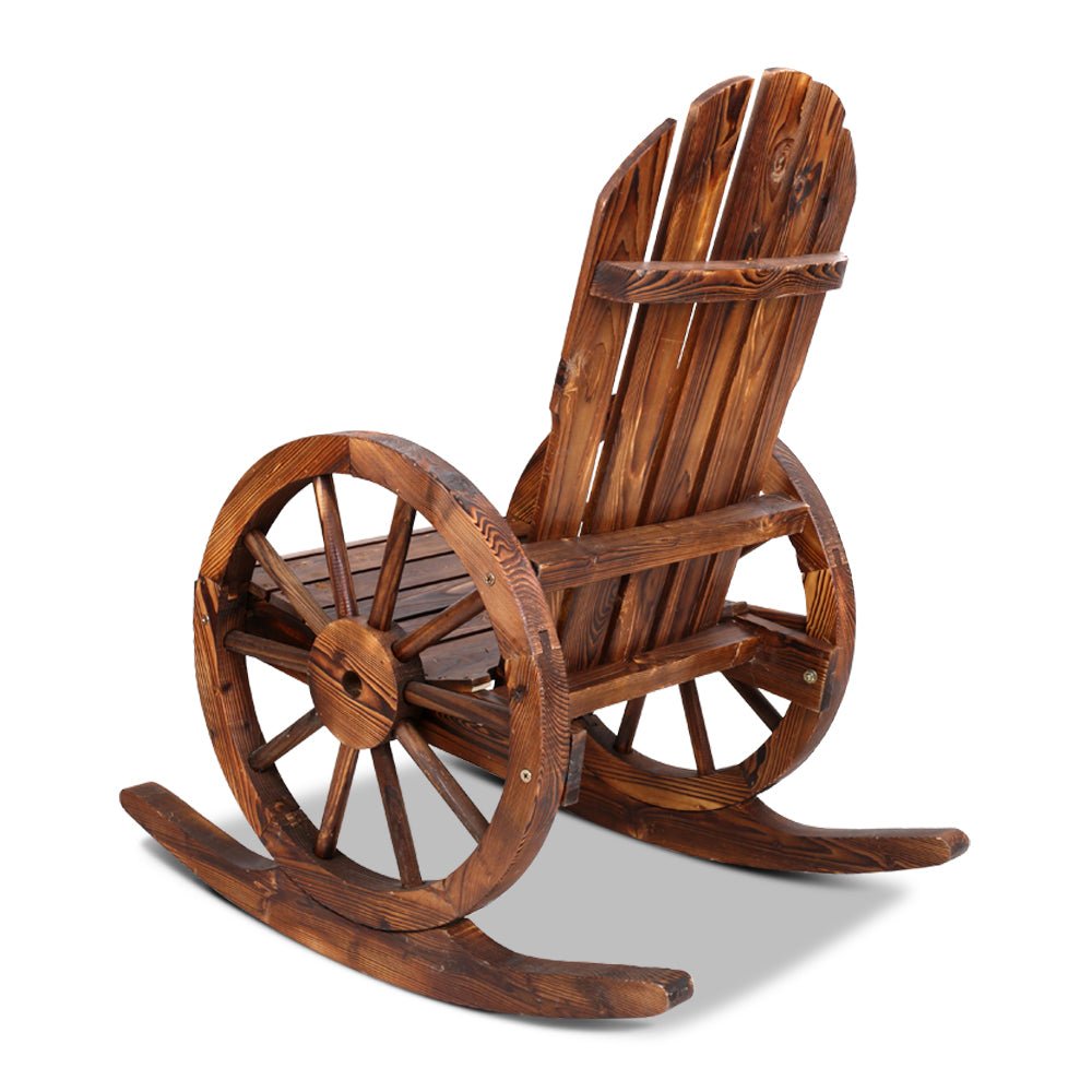 Wagon Wheels Rocking Chair - Brown - Outdoorium