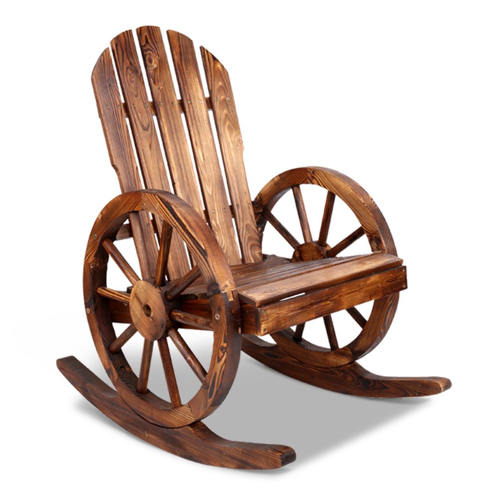 Wagon Wheels Rocking Chair - Brown - Outdoorium