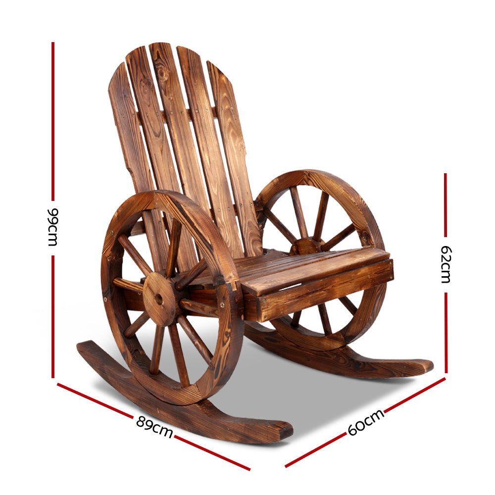 Wagon Wheels Rocking Chair - Brown - Outdoorium