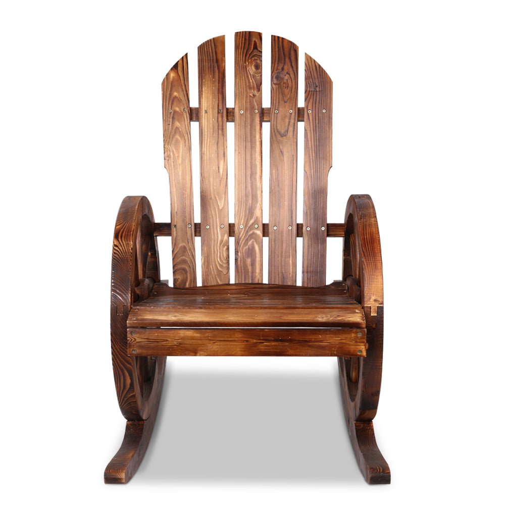 Wagon Wheels Rocking Chair - Brown - Outdoorium