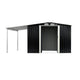Wallaroo 10x8ft Zinc Steel Garden Shed with Open Storage - Black | Home & Garden > Storage