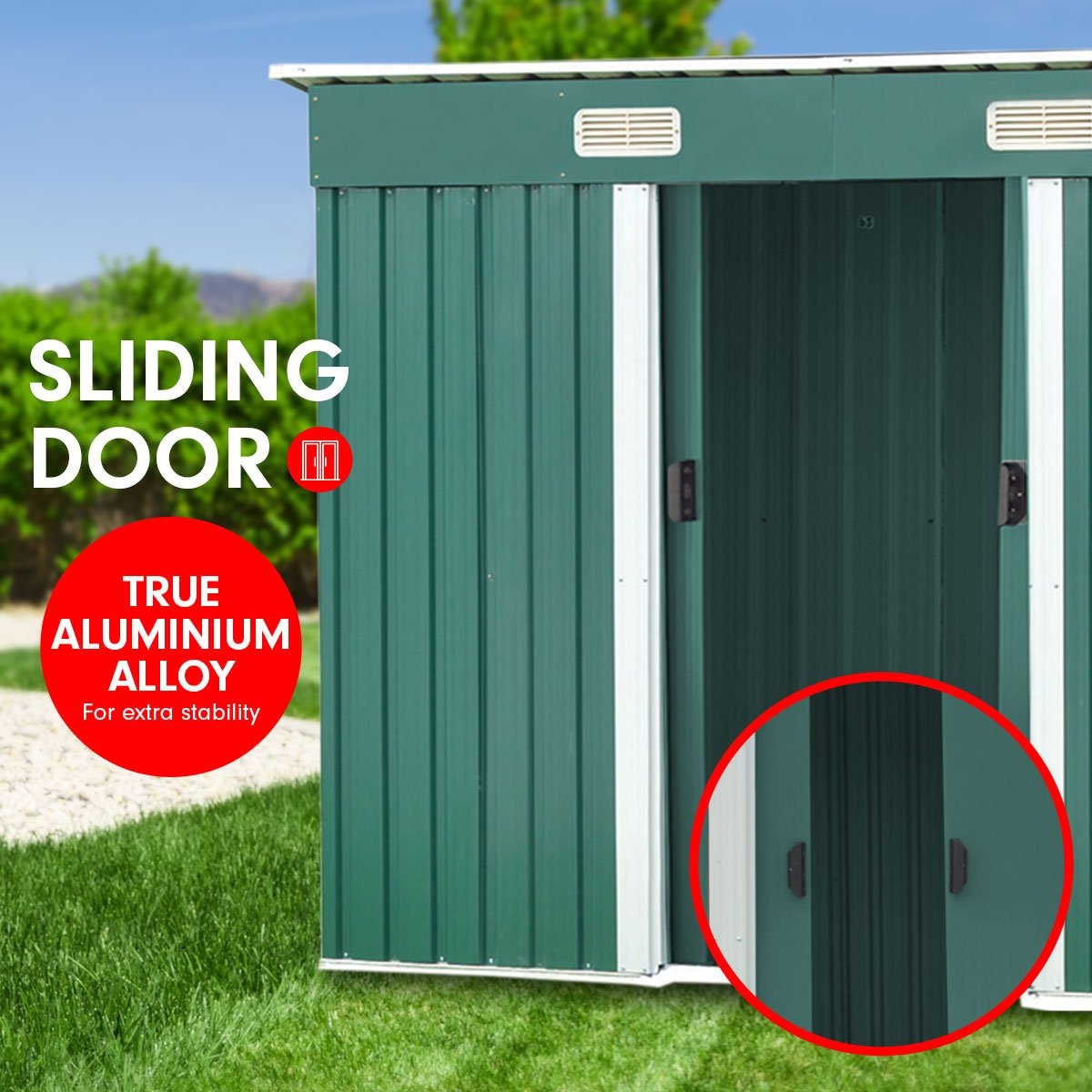 Wallaroo Garden Shed Flat 4ft x 6ft Outdoor Storage Shelter - Green - Outdoorium