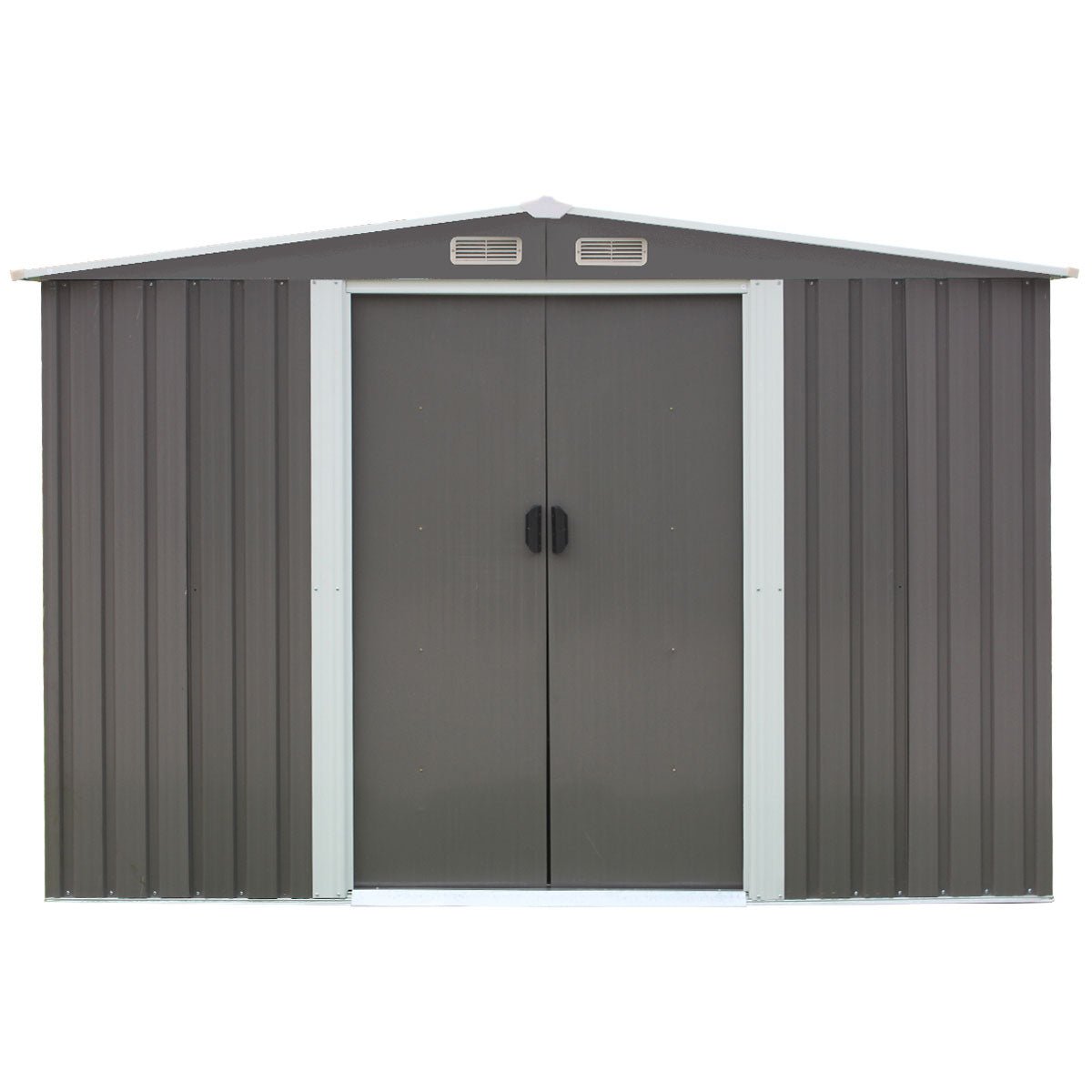 Wallaroo Garden Shed Spire Roof 6ft x 8ft Outdoor Storage Shelter - Grey - Outdoorium