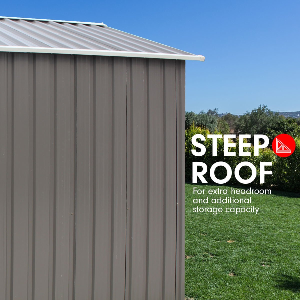 Wallaroo Garden Shed Spire Roof 6ft x 8ft Outdoor Storage Shelter - Grey - Outdoorium