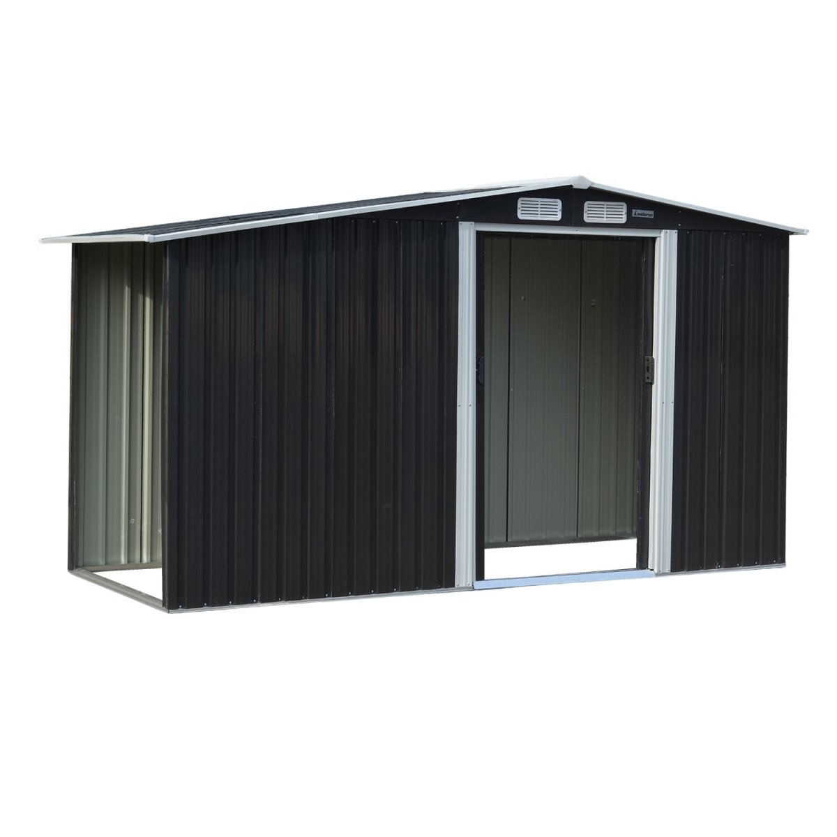 Wallaroo Garden Shed with Semi - Close Storage 4*8FT - Black - Outdoorium