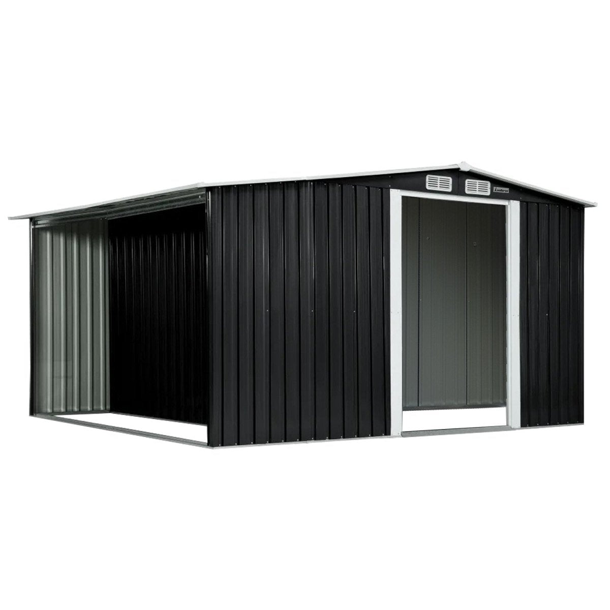 Wallaroo Garden Shed with Semi - Close Storage 6*8FT - Black - Outdoorium