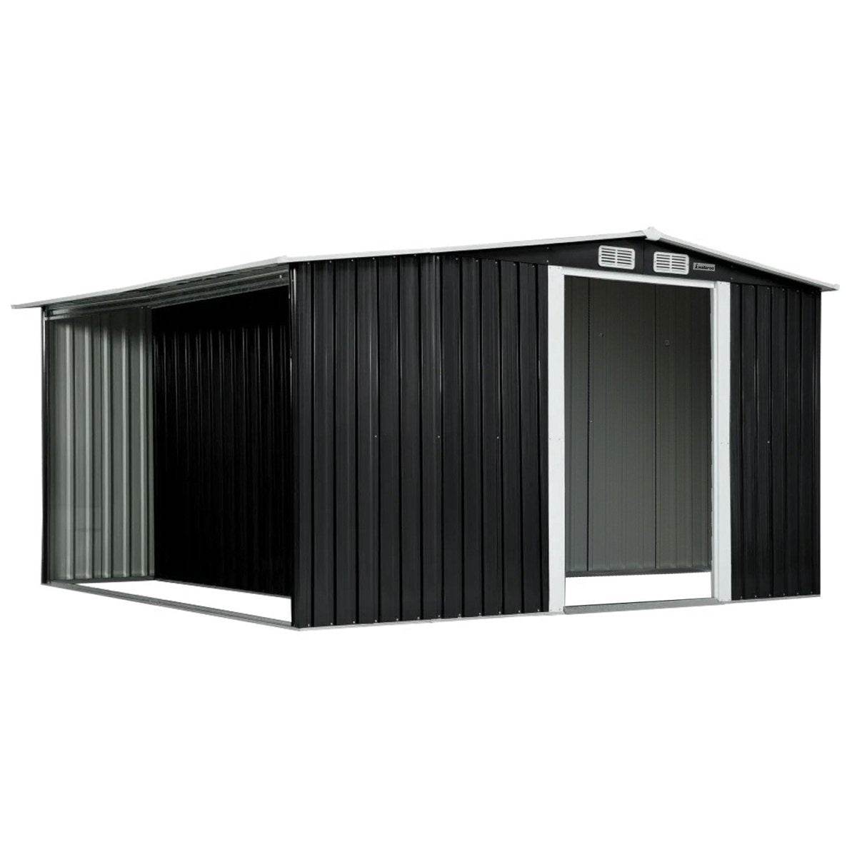 Wallaroo Garden Shed with Semi-Closed Storage 8*8FT - Black - Outdoorium