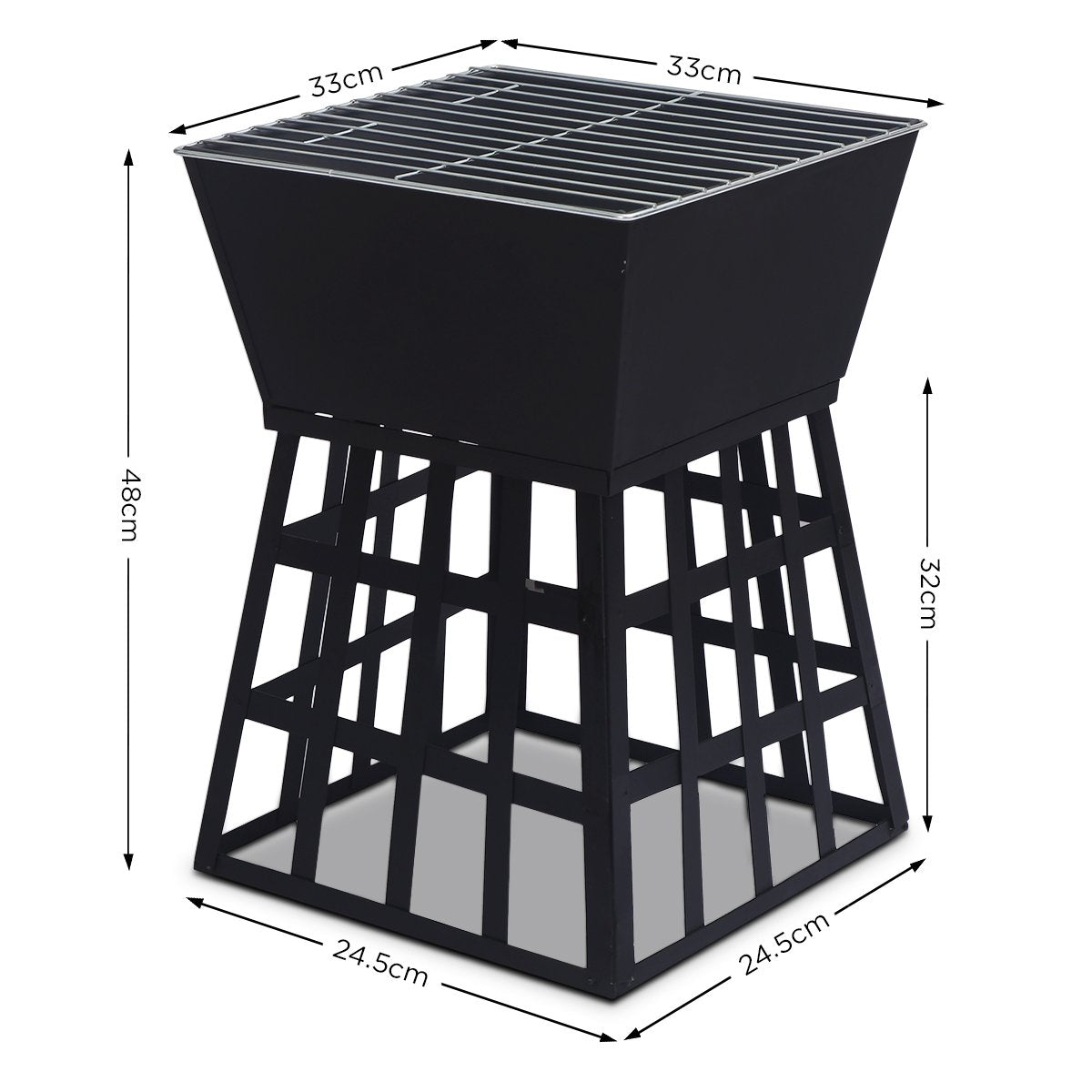 Wallaroo Outdoor Fire Pit for BBQ, Grilling, Cooking, Camping- Portable Brazier with Reversible Stand for Backyard - Outdoorium